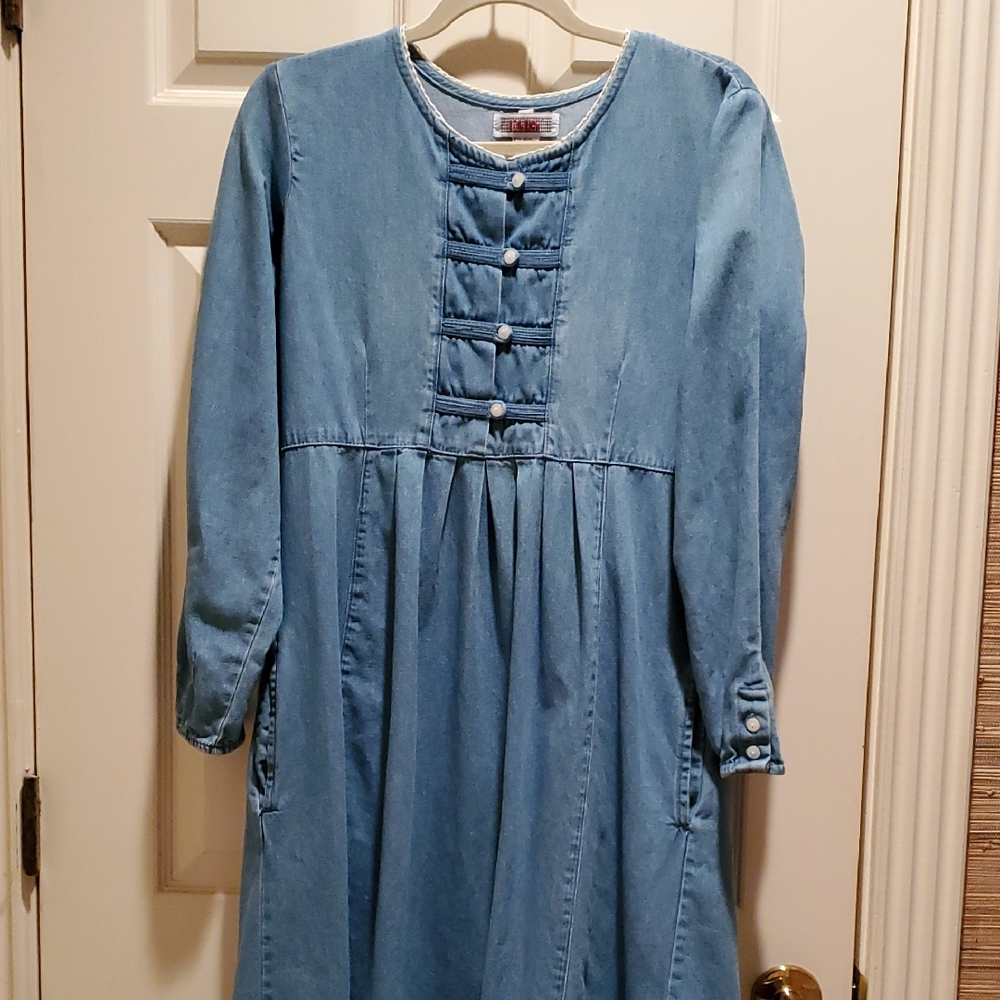 Vintage Fads Long Denim Dress Prairie Size 8P